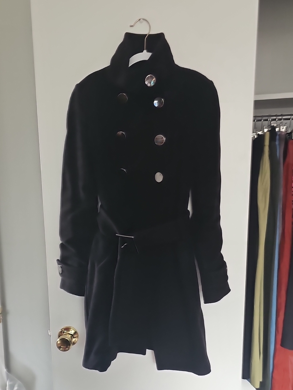Babaton Classic Black Heavy Double-Breasted Women's Wool Blend Coat Size XXS